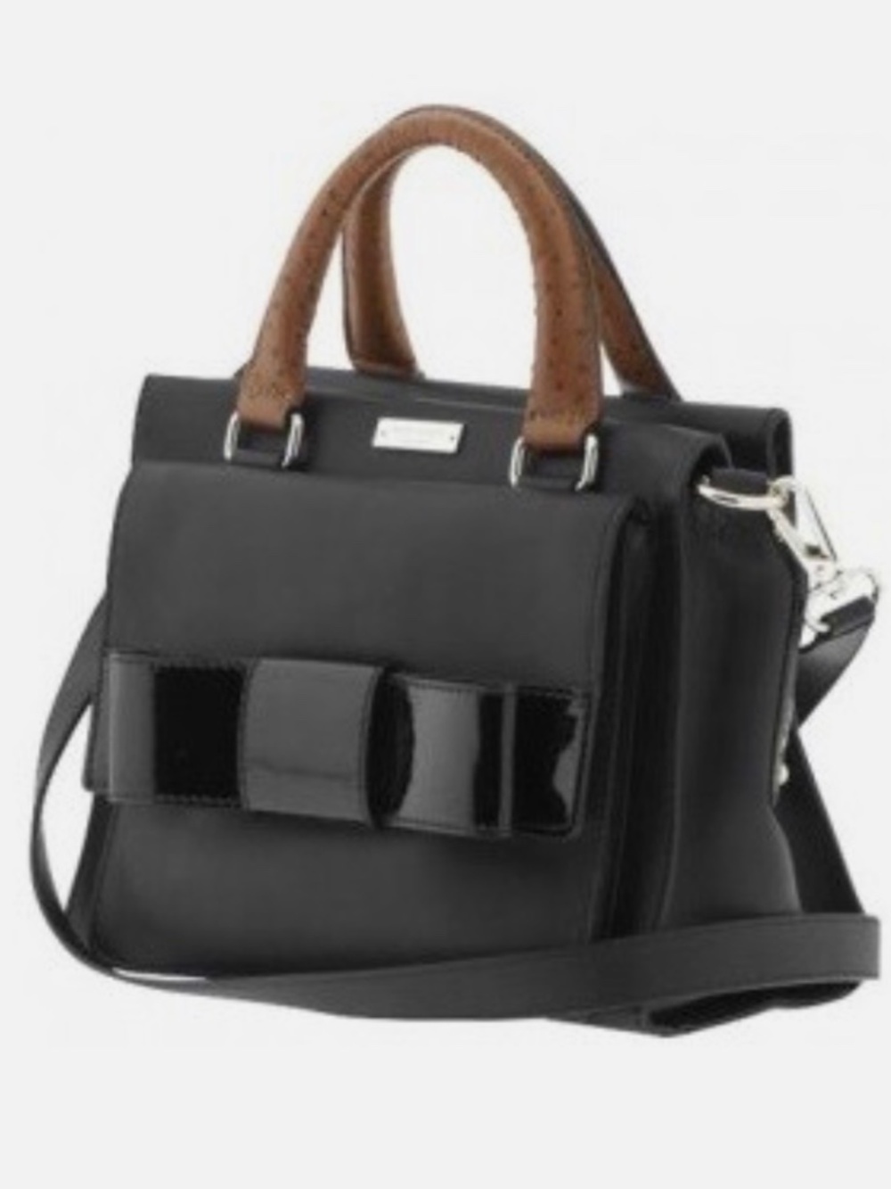 Kate Spade New York Small Kennedy Mixed Media Box Satchel Black Brown NWOT